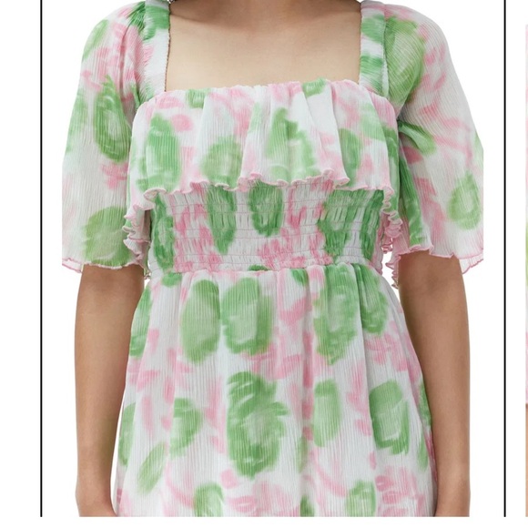GANNI 2X Floral Smocked Midi Dress – NWT – Romantic Cottagecore Vibes soft girl - Picture 8 of 9